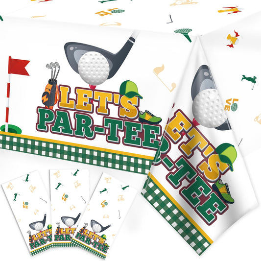 Golf Par-Tee Plastic Tablecloth – 3 Pack