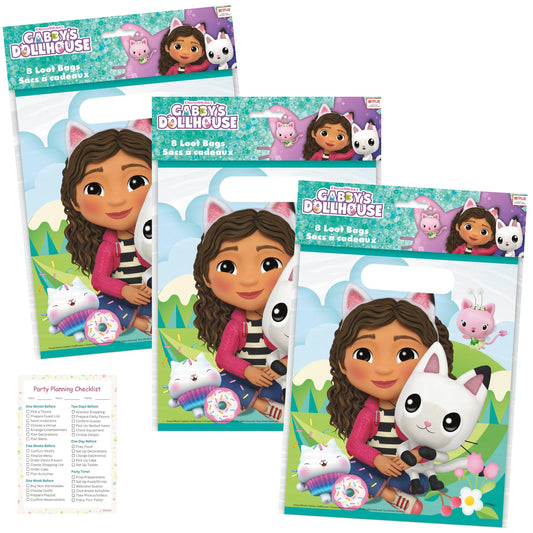 Cute Kitty Dollhouse Character Party Favor Bags - 24 ct