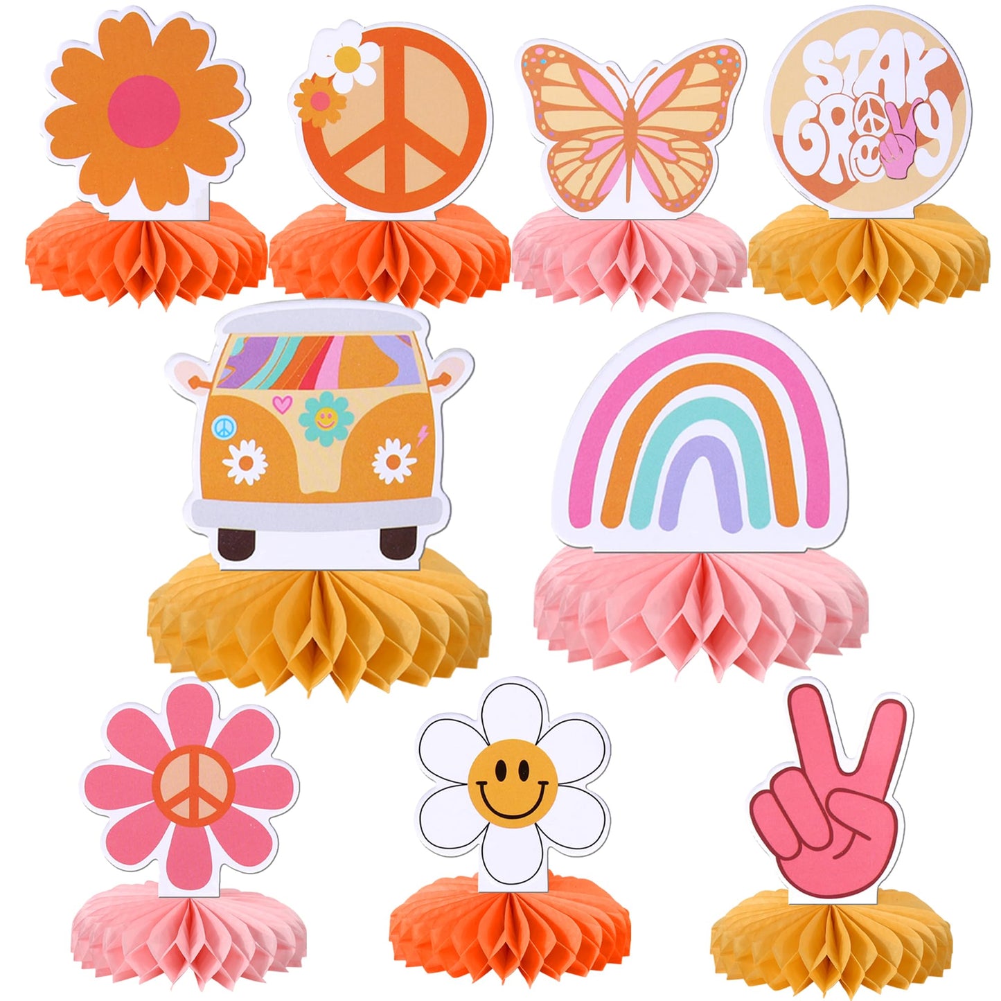 Hippie Party Honeycomb Table Centerpieces Boho - 9 ct