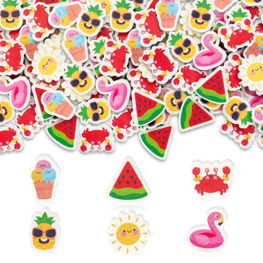 Yopyame Summer Mini Erasers Bulk - 60PCS Ice Cream Watermelon Flamingo Tiny Erasers for Kids Assorted Novelty Pencil Erasers Puzzle Erasers Desk Pet Student Homework Prizes Gift Filling Party Favors