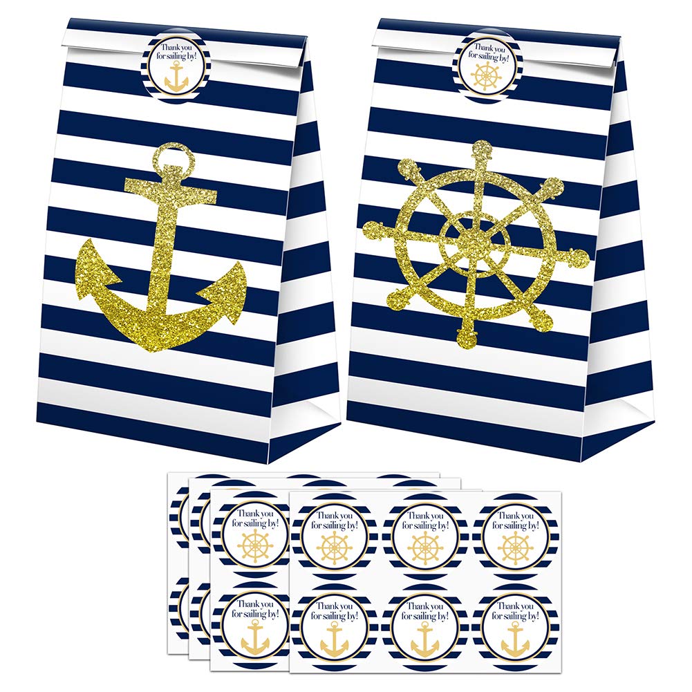 Nautical Goodie Bags with Stickers – 24 Pack