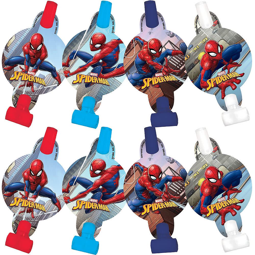 Spider Superhero Character Party Blowout Noise Makers - 8 ct