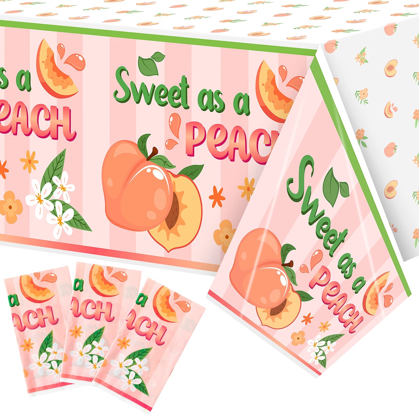 Sweet As A Peach Plastic Tablecloths – 3 Pack, 54 x 108 Inch