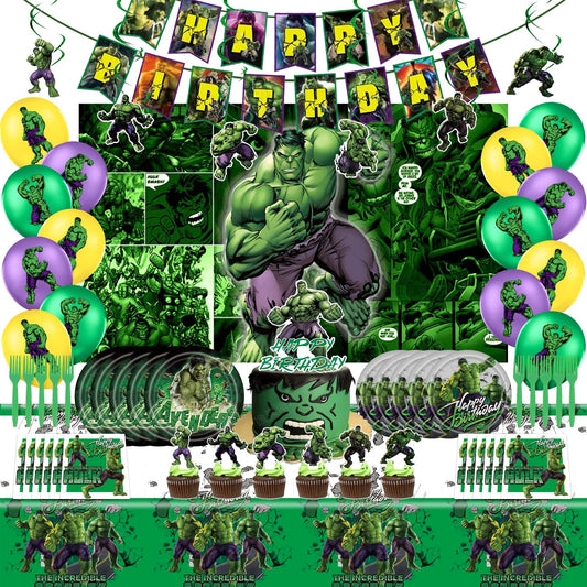 Green Superhero Birthday Party Supplies Complete Set
