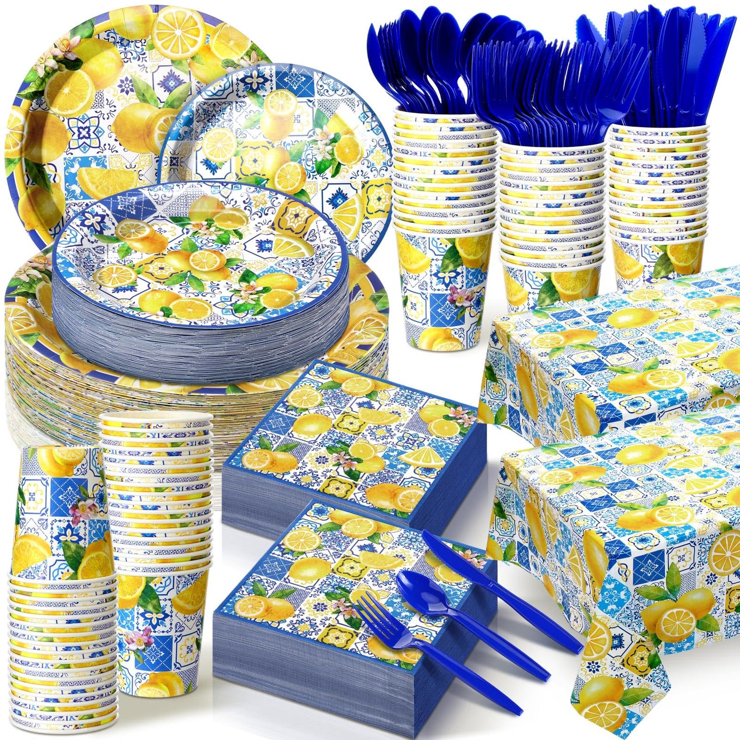 Lemon Party Tableware Set – 402 Piece, Serves 50