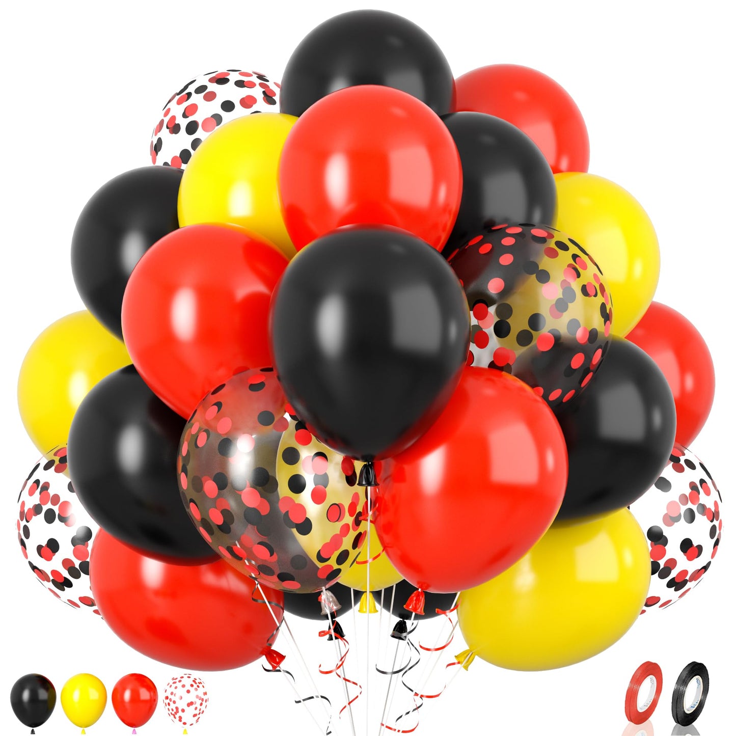 Red, Black & Yellow Party Balloon Set – 30 Pack