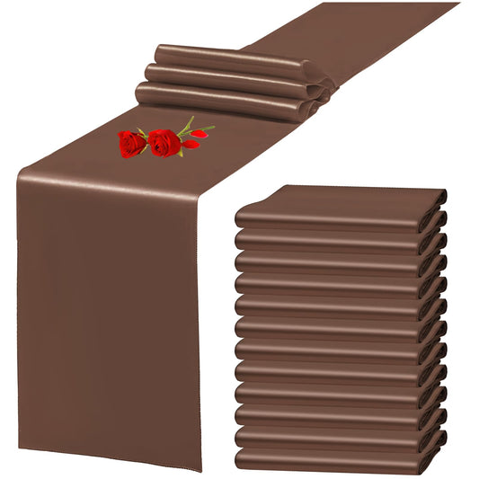 Brown Satin Party Table Runners - 12 ct