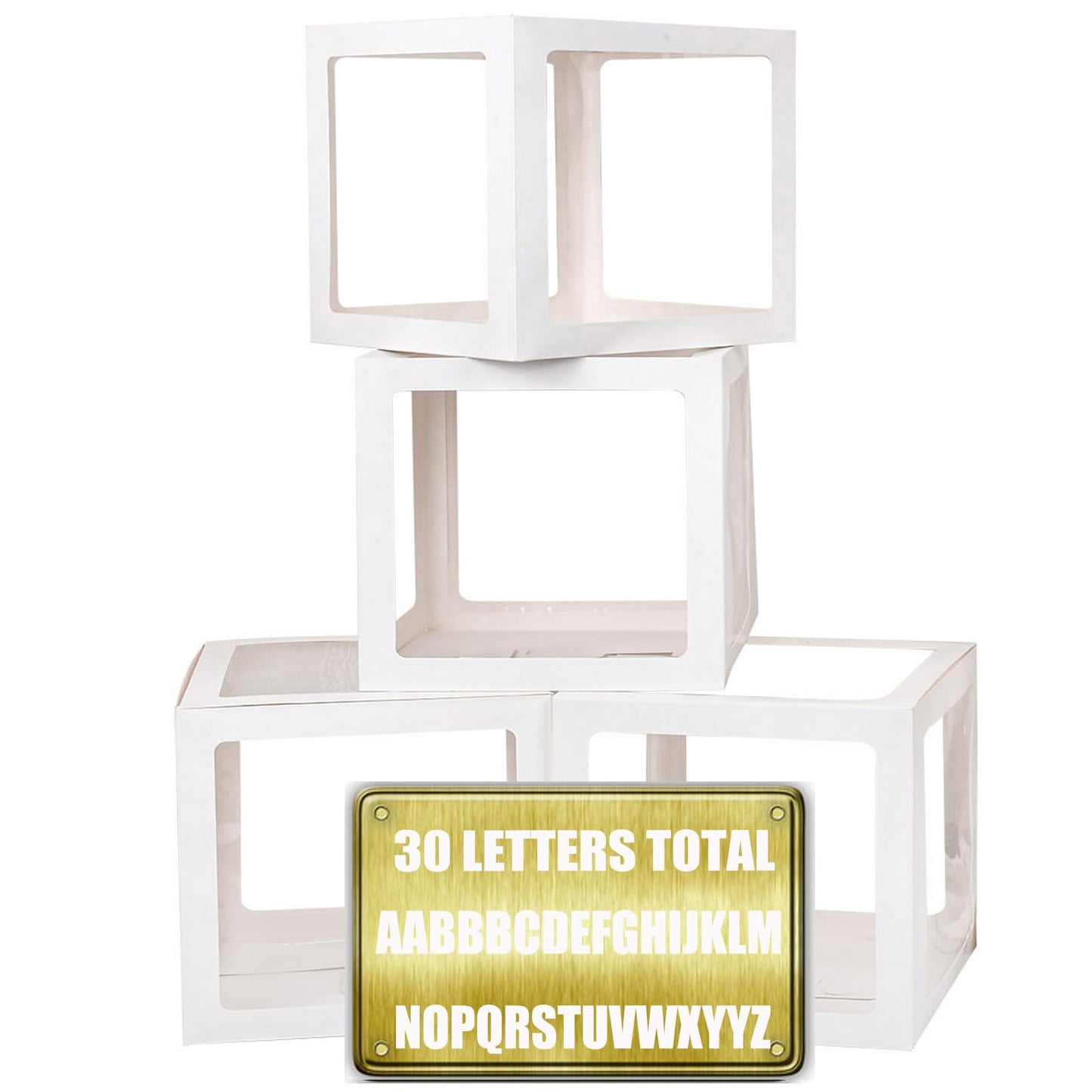 Transparent Balloon Boxes with Letters – 4 Pack, Baby Shower & Gender Reveal