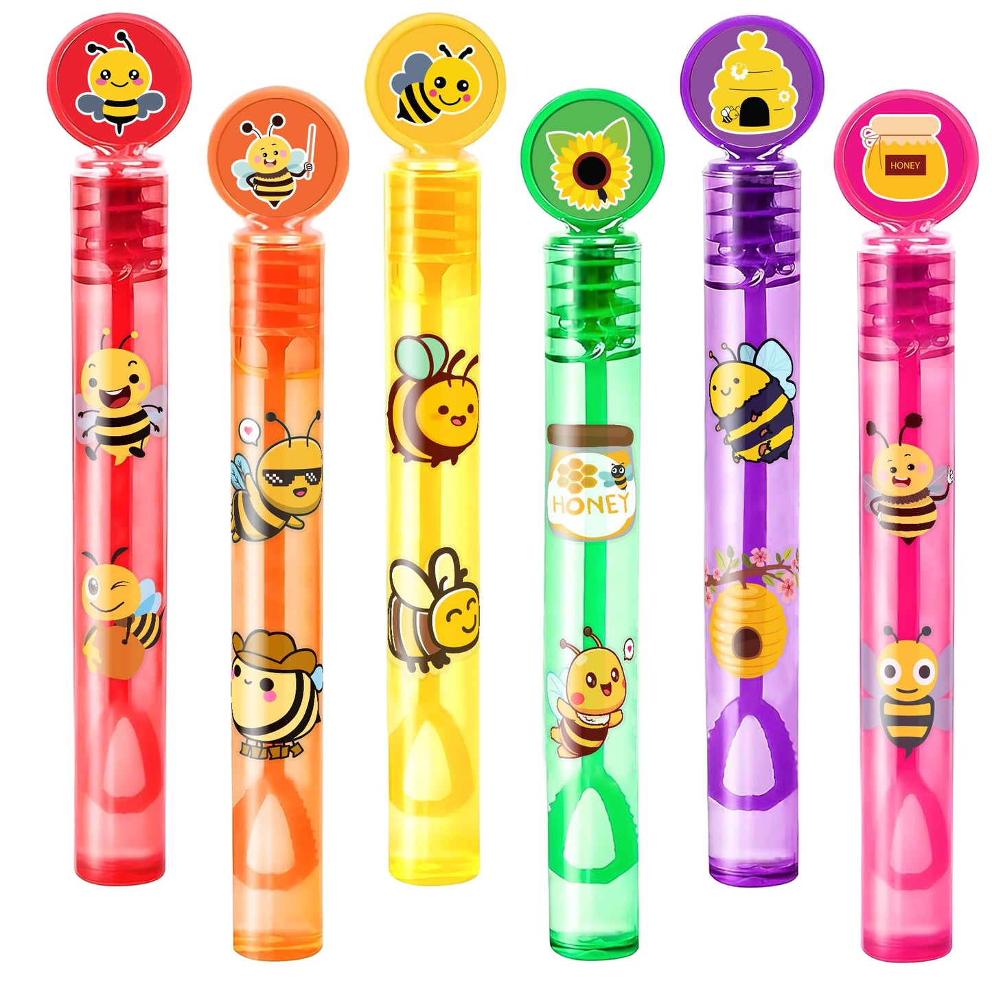 Bee DIY Bubble Wands & Stickers Party Favours – 24 Pack