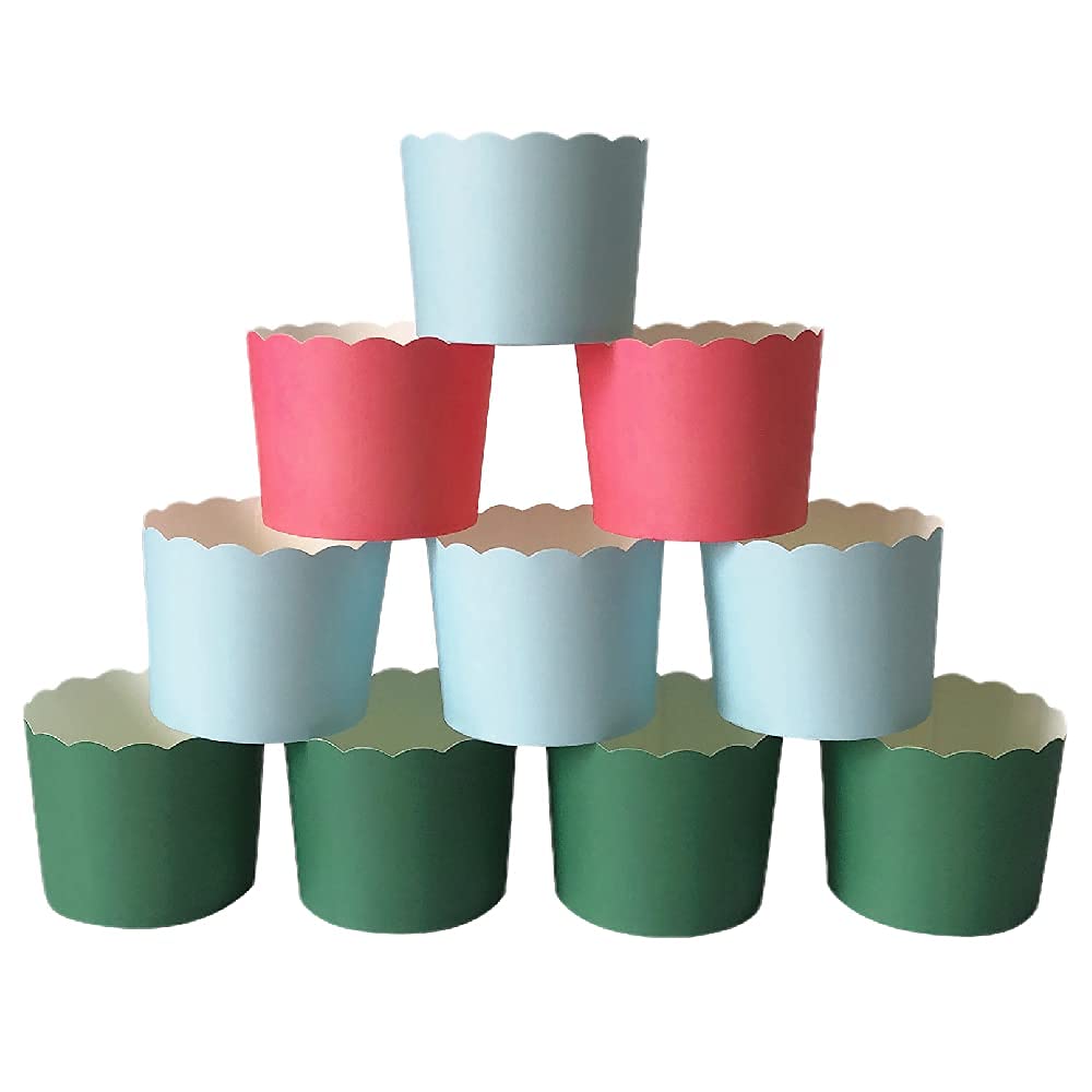 NB Paper Baking Cups 90-Pack 6 oz Greaseproof Baking Cups Cupcake Muffin Cases Disposable Cupcake Wrappers for Birthday Baby Shower Wedding And Party Pure Blue Pink And Green Color
