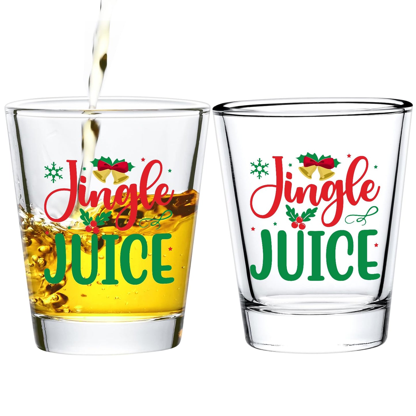 Futtumy Christmas Shot Glasses 2 OZ Jingle Juice Shot Glasses Holiday Shot Glasses Funny Shot Glasses for Adults Couples Man Women Coworkers Novelty Shot Glass for Christmas White Elephant Gifts
