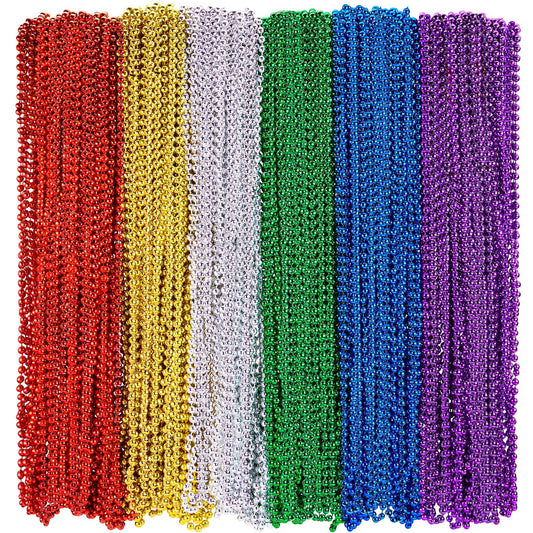 Mardi Gras & Halloween Metallic Multi-Colour Beaded Necklaces – 360 Pack