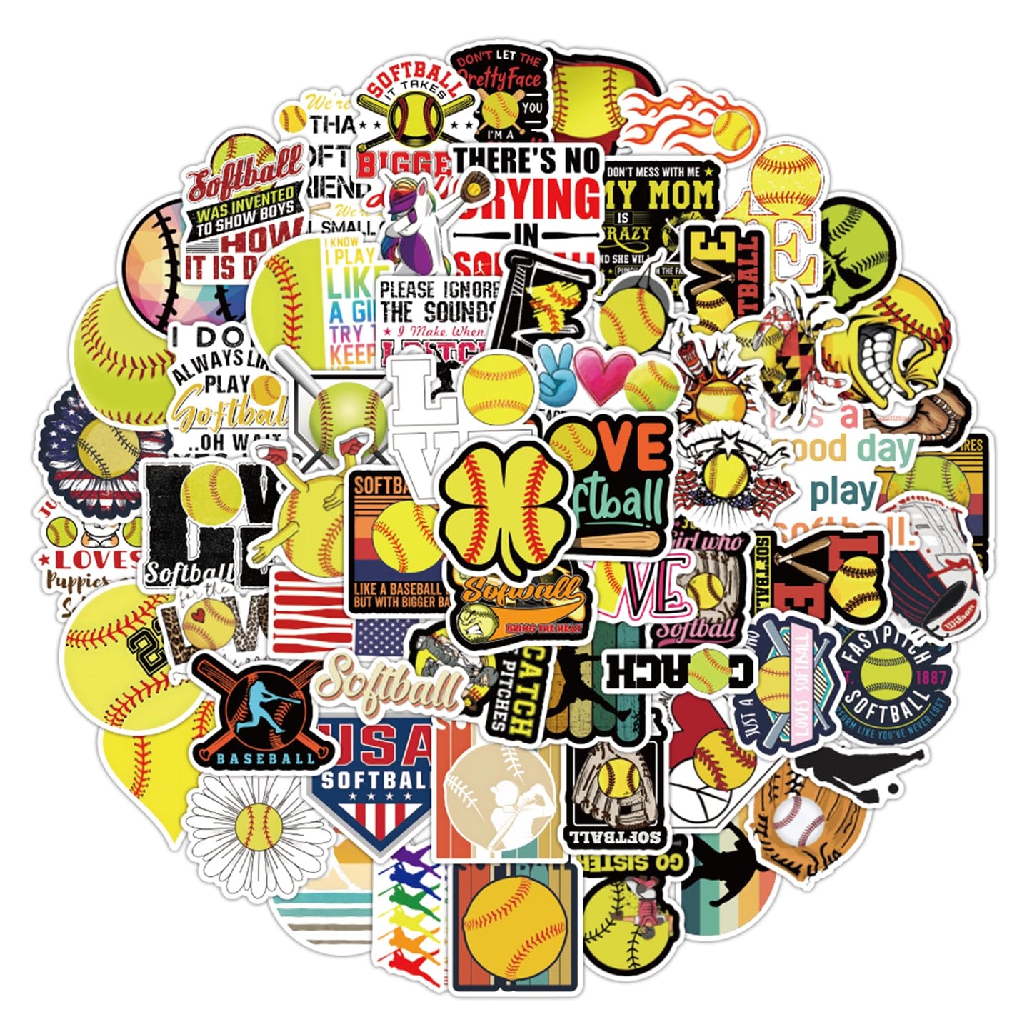 Softball Motivational Stickers – 100 Pack