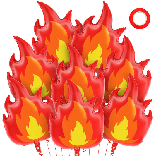 Giant Fire Flame Foil Party Balloons 28 Inch – 8 Pack