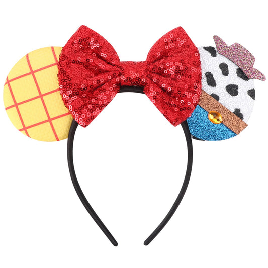 Birthday Sequin Mouse Ear Headband with Sparkly Bow