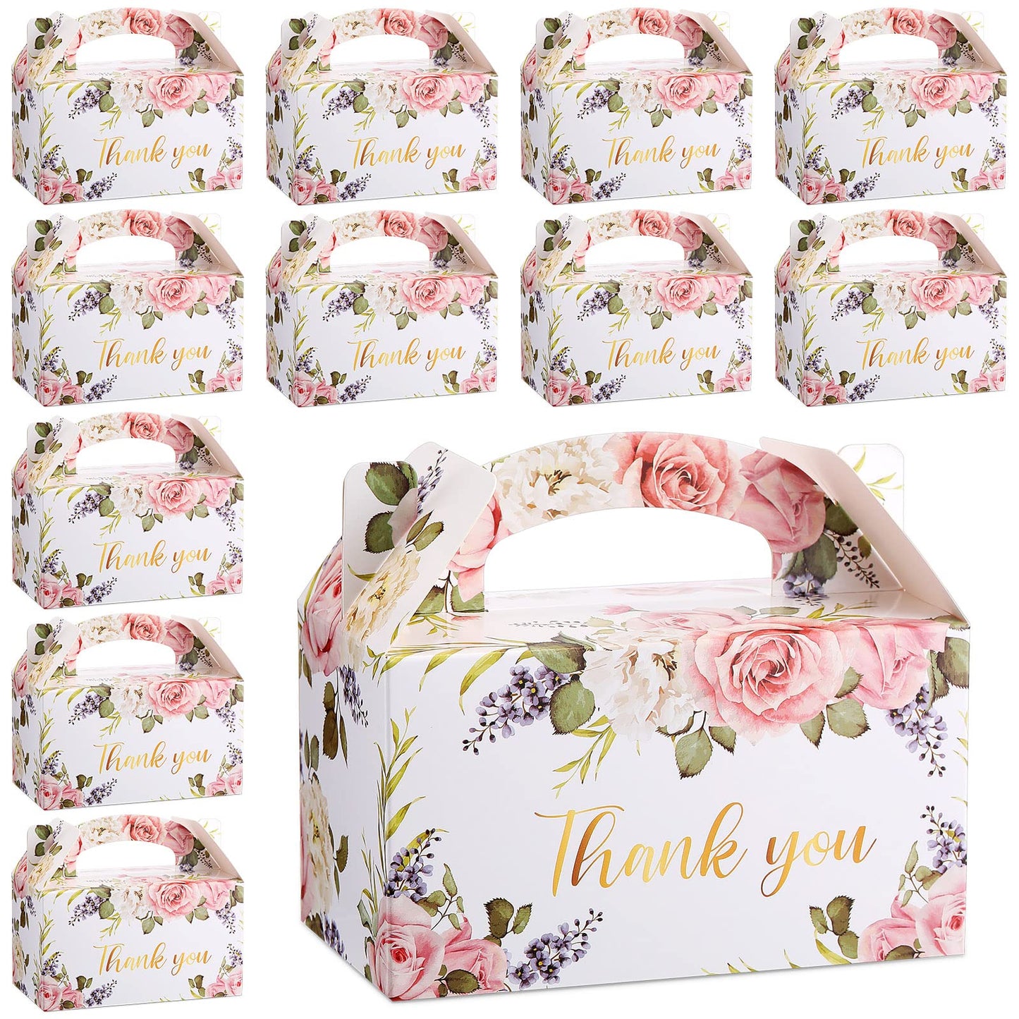 Floral Design Thank You Treat Boxes – 50 Pack