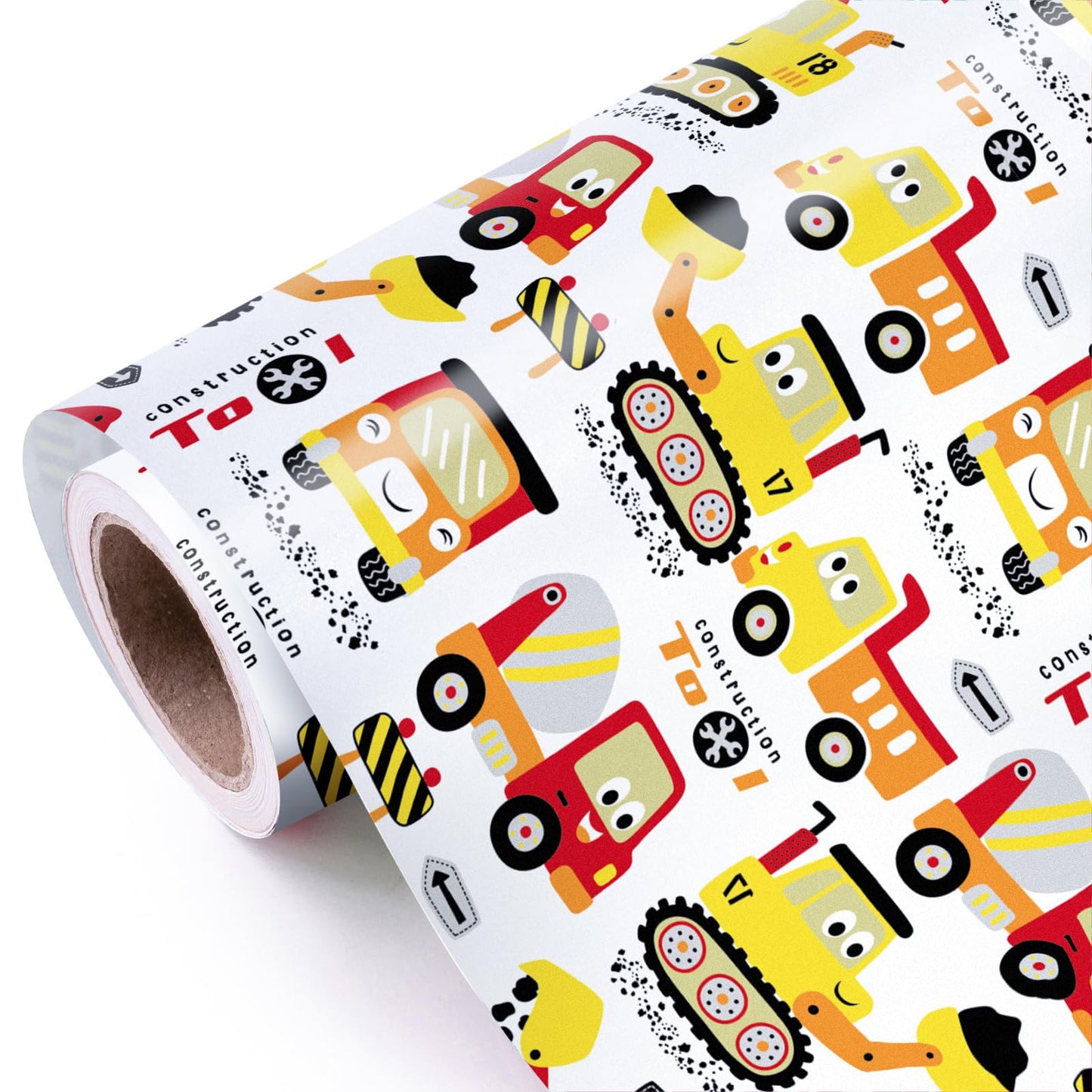 Construction Vehicle Wrapping Paper Roll – 17 Inch x 33 Feet