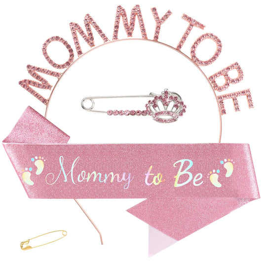 Pink Mom-to-Be Sash & Tiara Baby Shower Set
