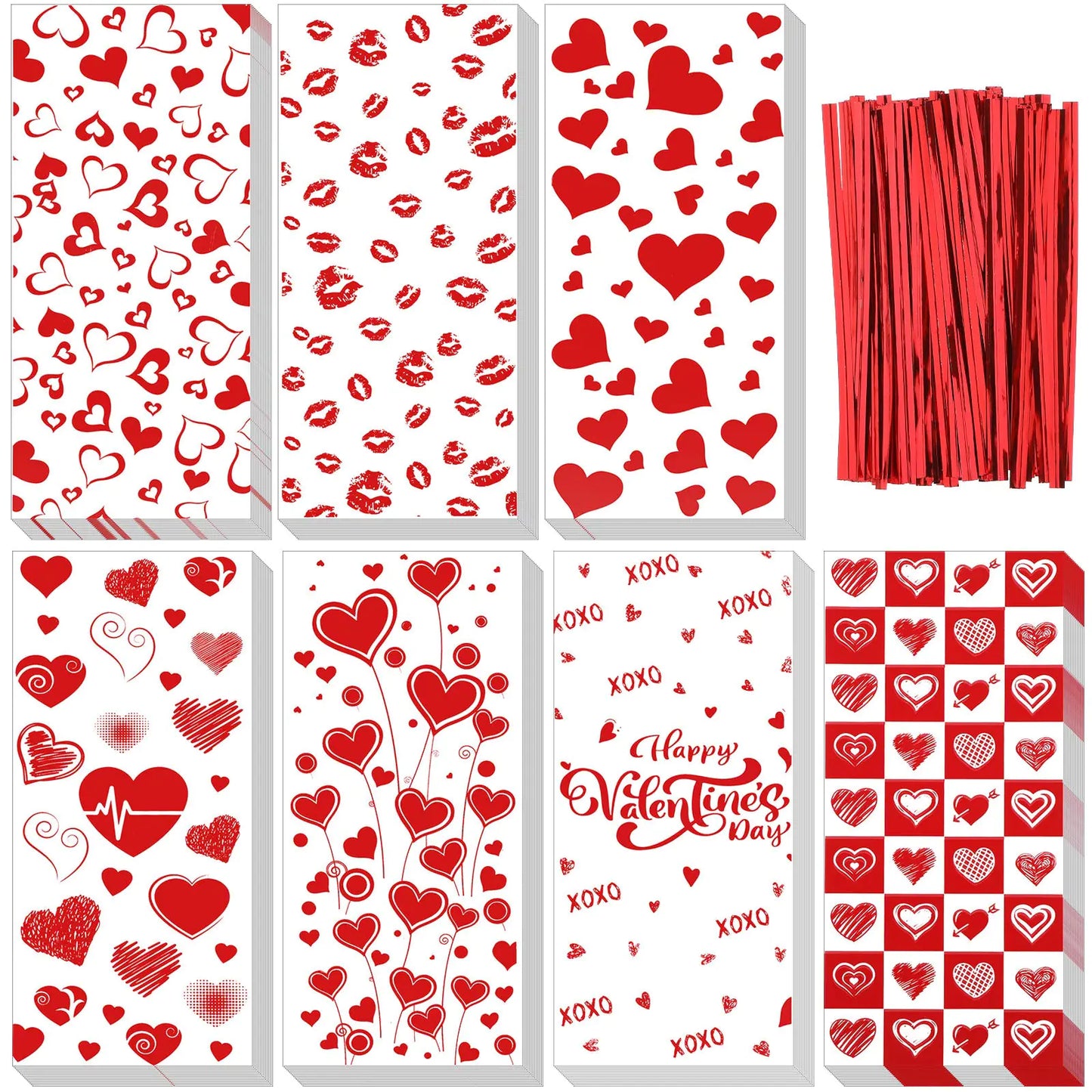 Valentine Heart Clear Treat Bags