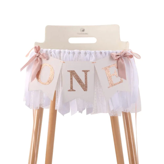 Rose Gold Blush 1st Birthday High Chair Banner