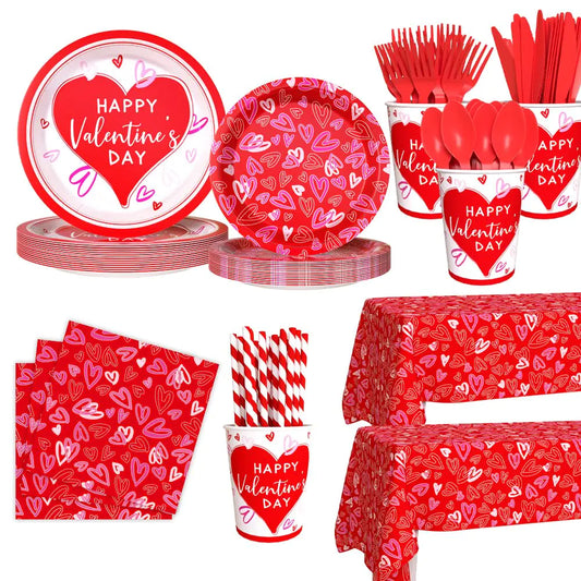 Valentine’s Day Party Tableware Set for 24 Guests