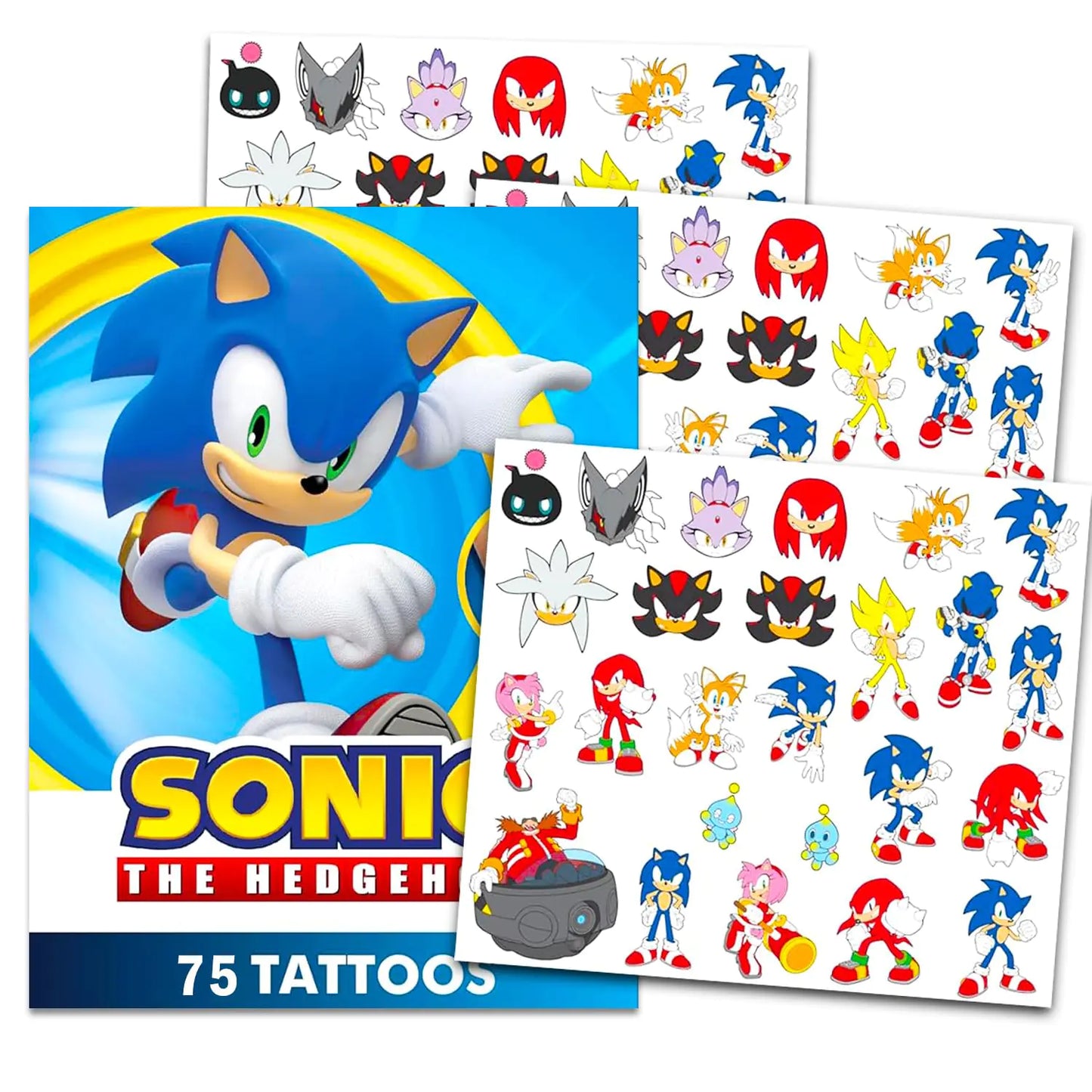 Speedy Blue Hedgehog Character Temporary Tattoos - 75 ct
