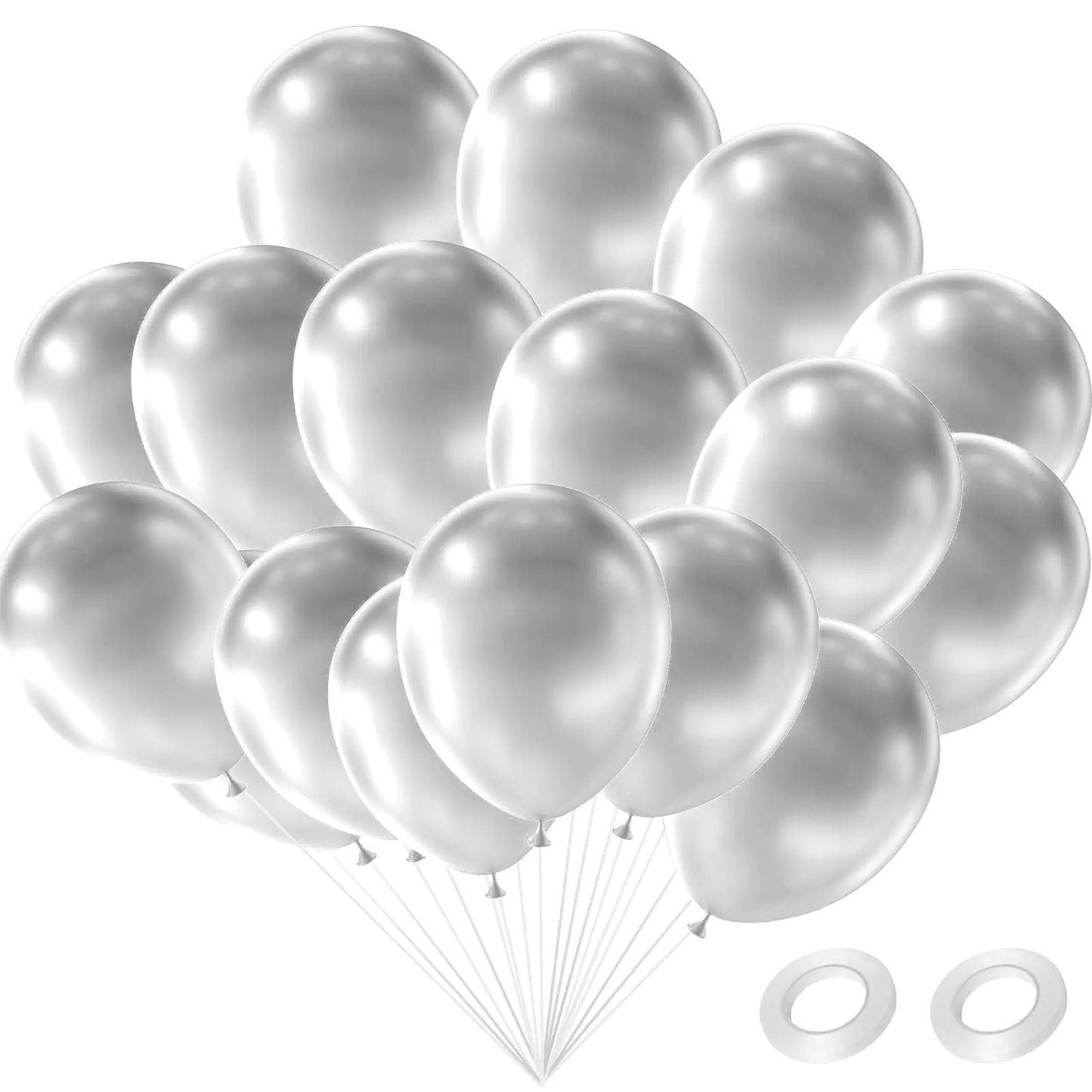 Metallic Silver Latex Balloon Pack 12 Inch - 100 ct