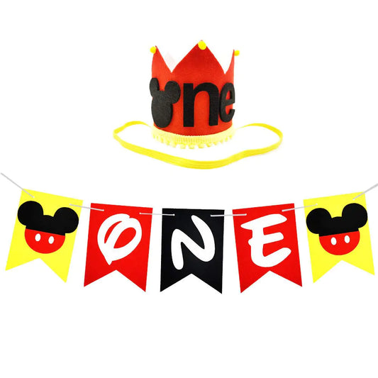 1st Birthday High Chair Banner & Crown Set