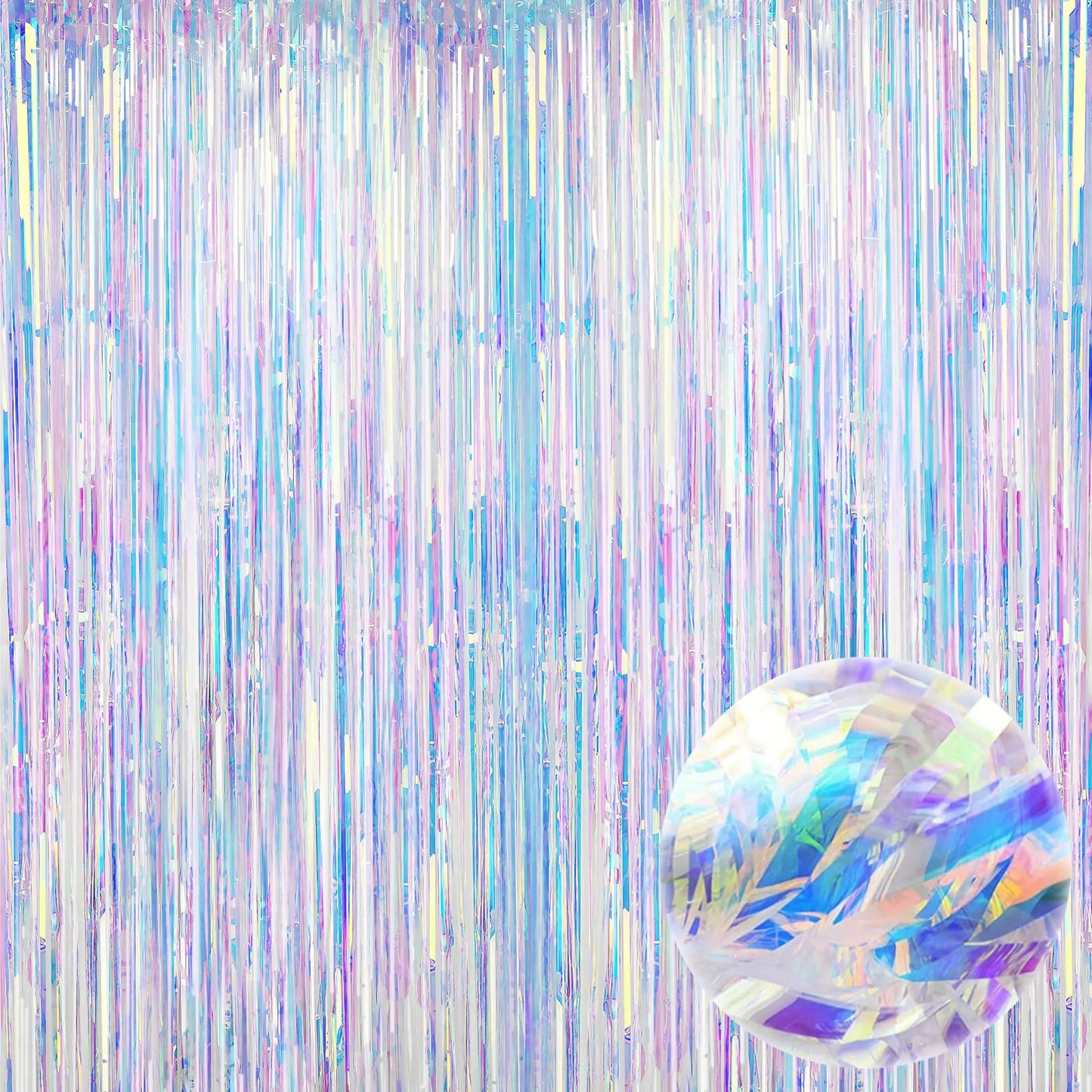 XL Iridescent Neon Fringe Curtain - 3.2 x 6.5 ft