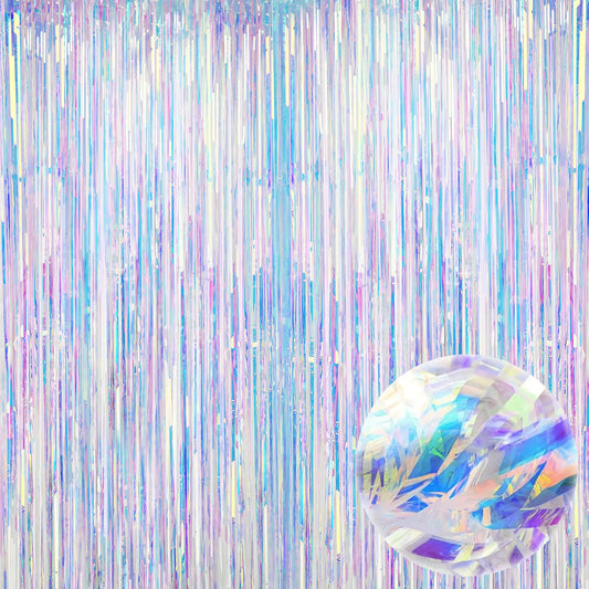 XL Iridescent Neon Fringe Curtain (3.2 x 6.5 ft)