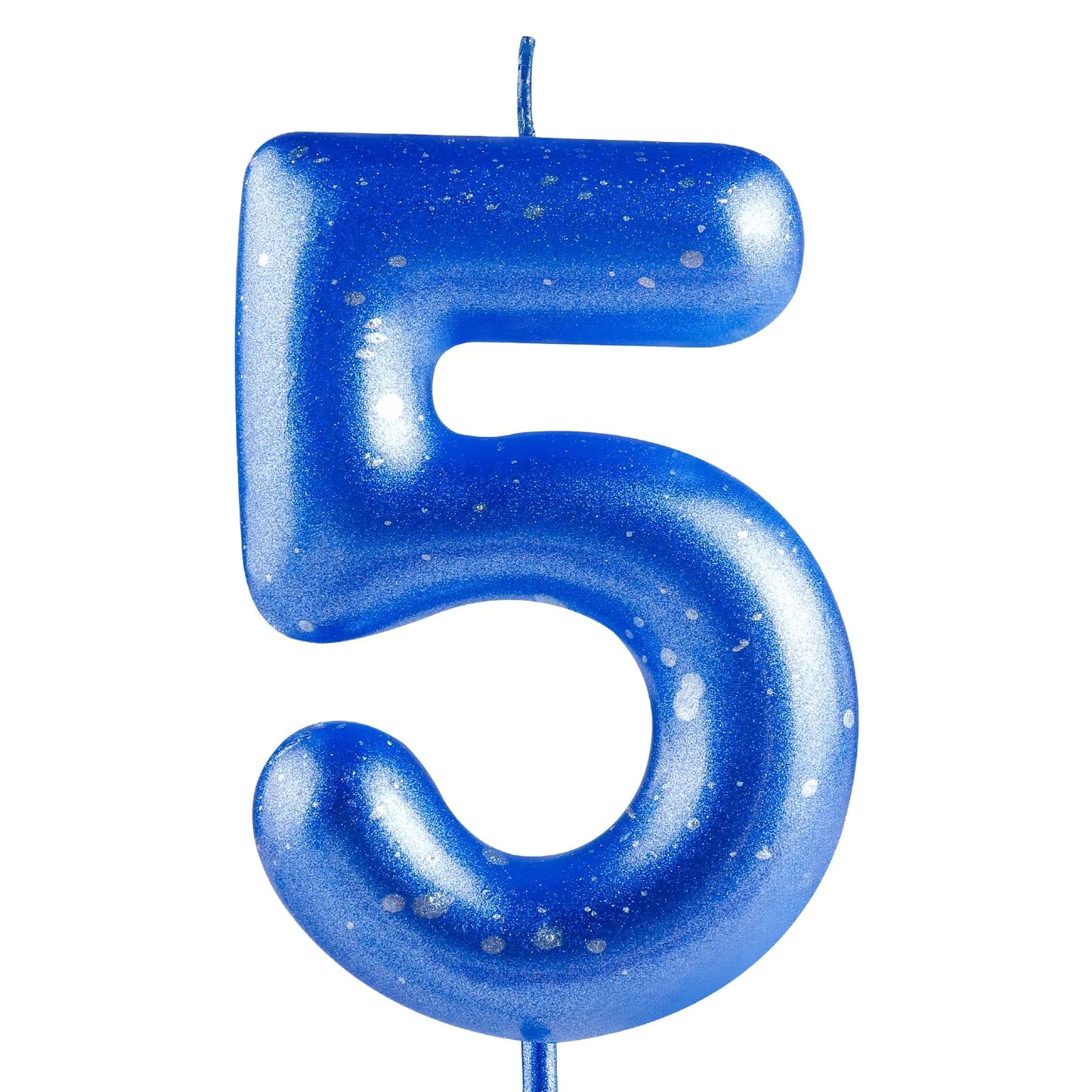Blue & Silver Number 5 Birthday Candle
