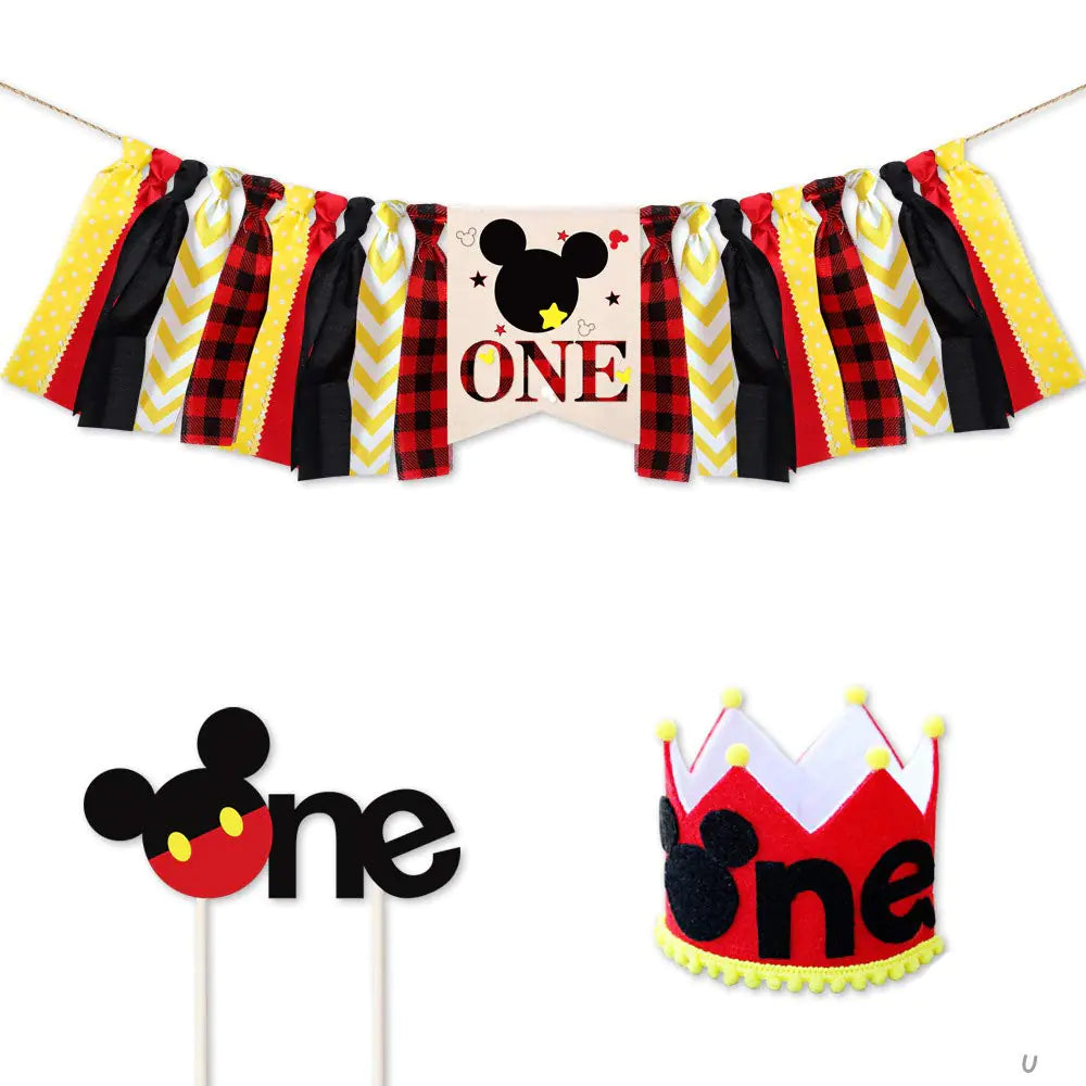 1st Birthday Burlap High Chair Banner Set - 3 ct