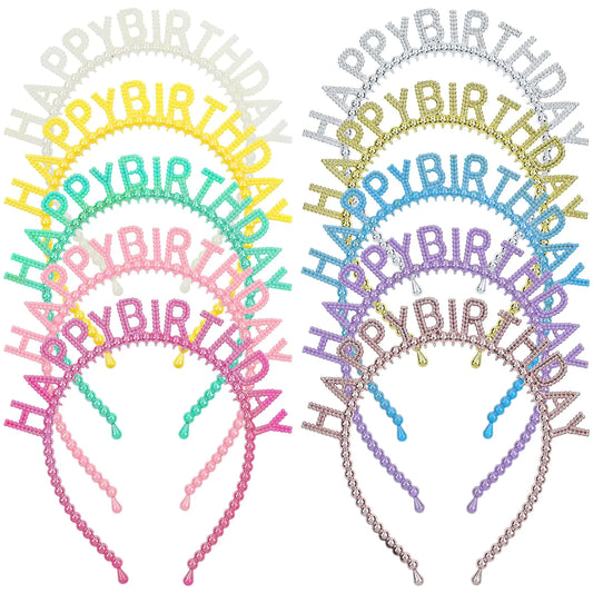 Birthday Pearl Headband Crown Set 10-Pack