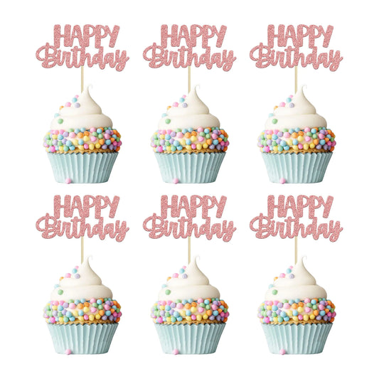 Rose Gold Glitter Cupcake Toppers