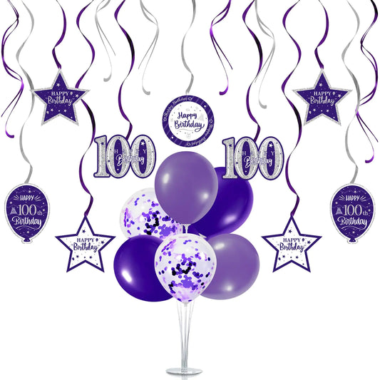 100th Birthday Purple Decoration Kit