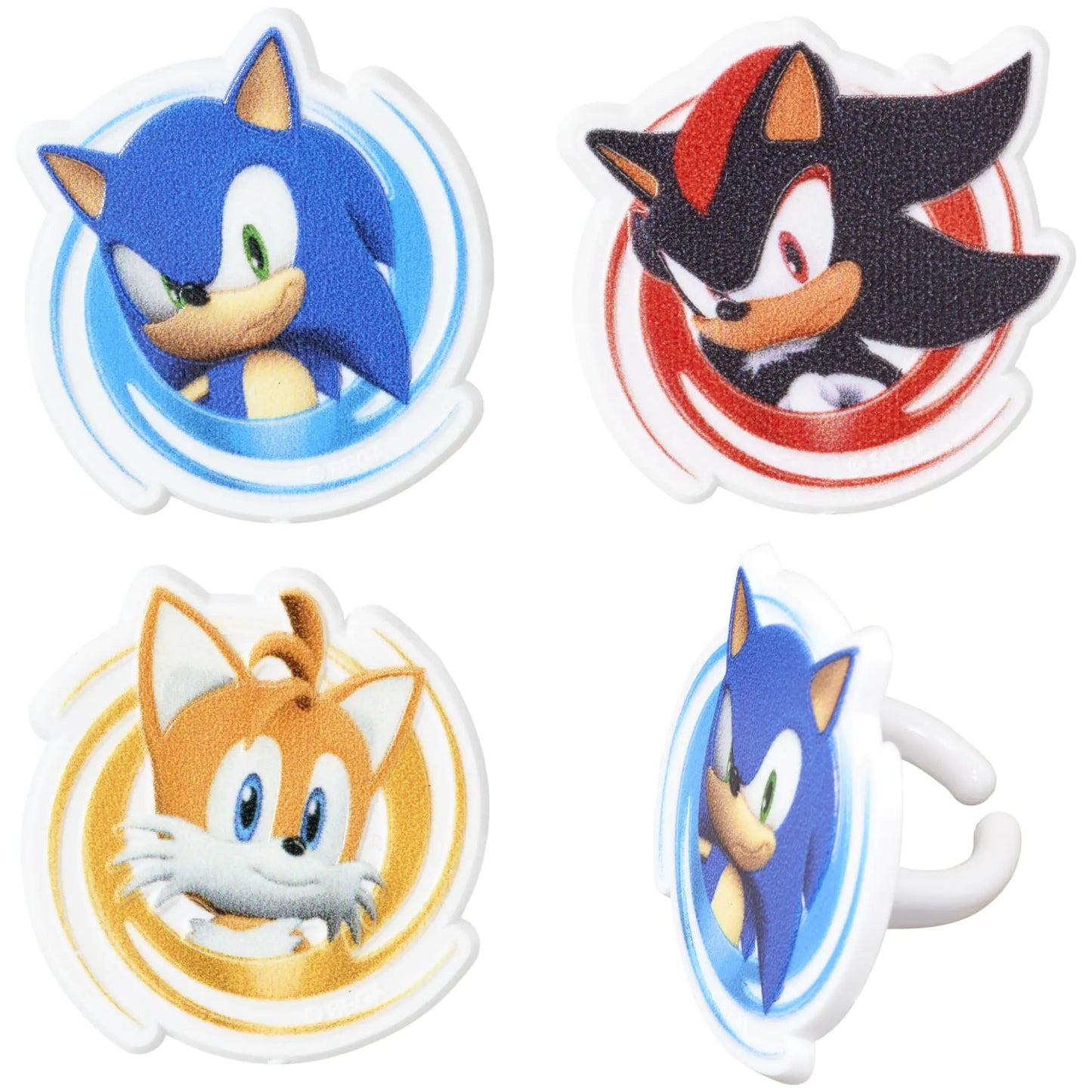 Speedy Blue Hedgehog Cupcake Ring Toppers - 24 ct