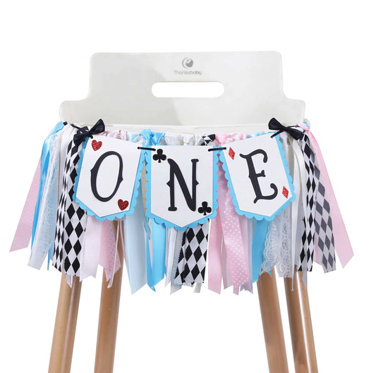 Alice in Wonderland 1st Birthday Highchair Banner