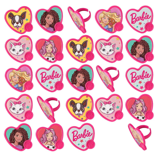 Barbie Pink Heart Cupcake Ring Toppers