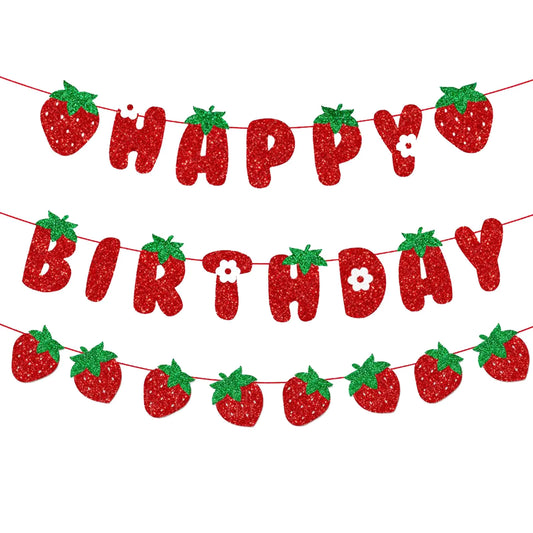 Strawberry Sweet Birthday Banner Set