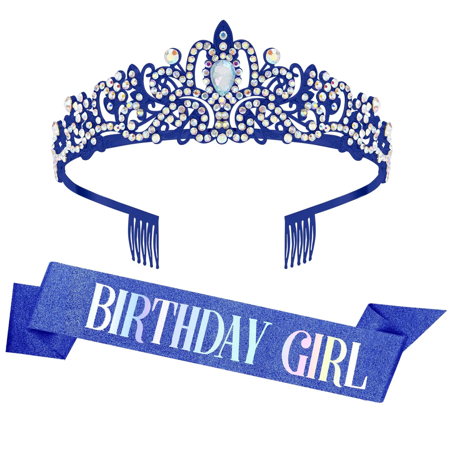 Birthday Girl Elegant Sash & Crown Set