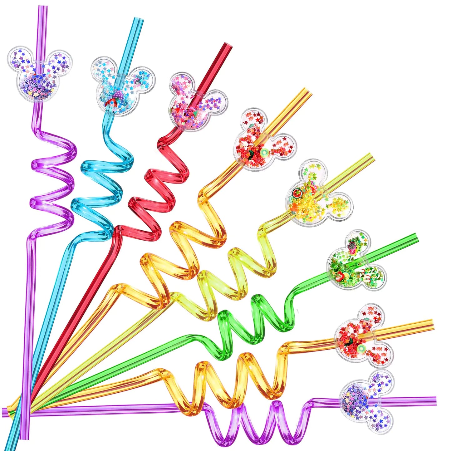 Classic Mouse Ear Glitter Reusable Party Straws - 24 ct