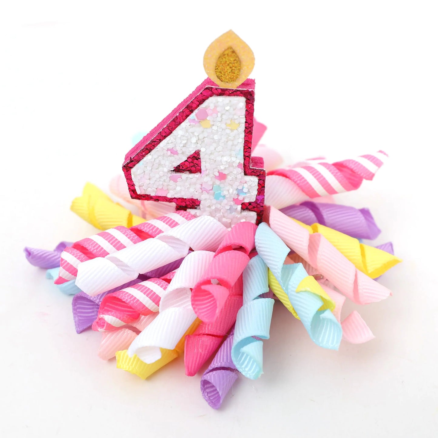 4th Birthday Candle Hair Bow Clip