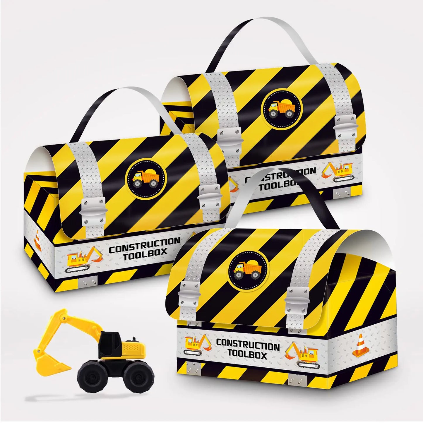 Construction Party Favour Boxes with Handles – 12 Pack