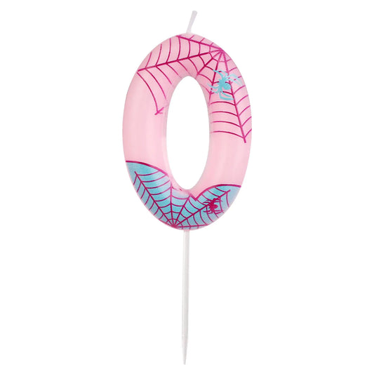 Pink Spider Number Birthday Candle – Spider Web Cake Topper