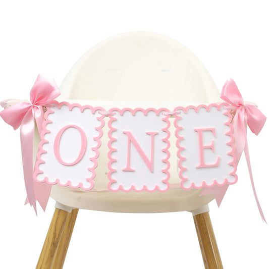 Sweet One Pink Bow 1st Birthday High Chair Banner