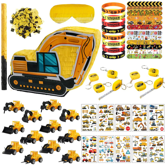 Construction Pinata & Party Favor Bundle – Excavator Party Set with Toys & Accessories