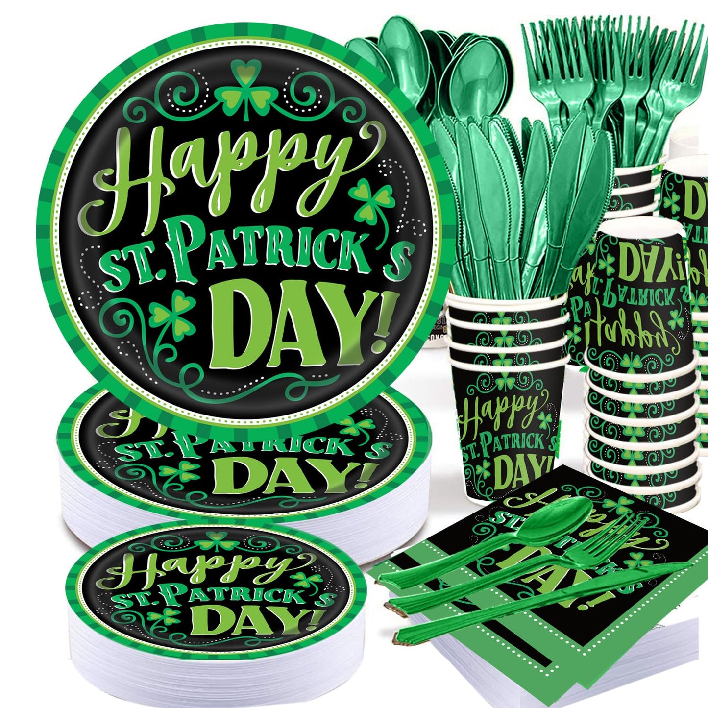 St. Patrick's Day Shamrock Party Tableware Set - 25 ct