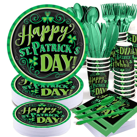 St. Patrick's Day Shamrock Party Tableware Set - 25 ct