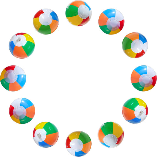 Jishi 8" Mini Beach Balls Bulk 12-Pack Small Inflatable Pool Floats Kids Party Favors Toddler Summer Water Toys Outdoor Activity Games Blow Up Luau Party Decorations Hawaiian Tropical Birthday Gifts