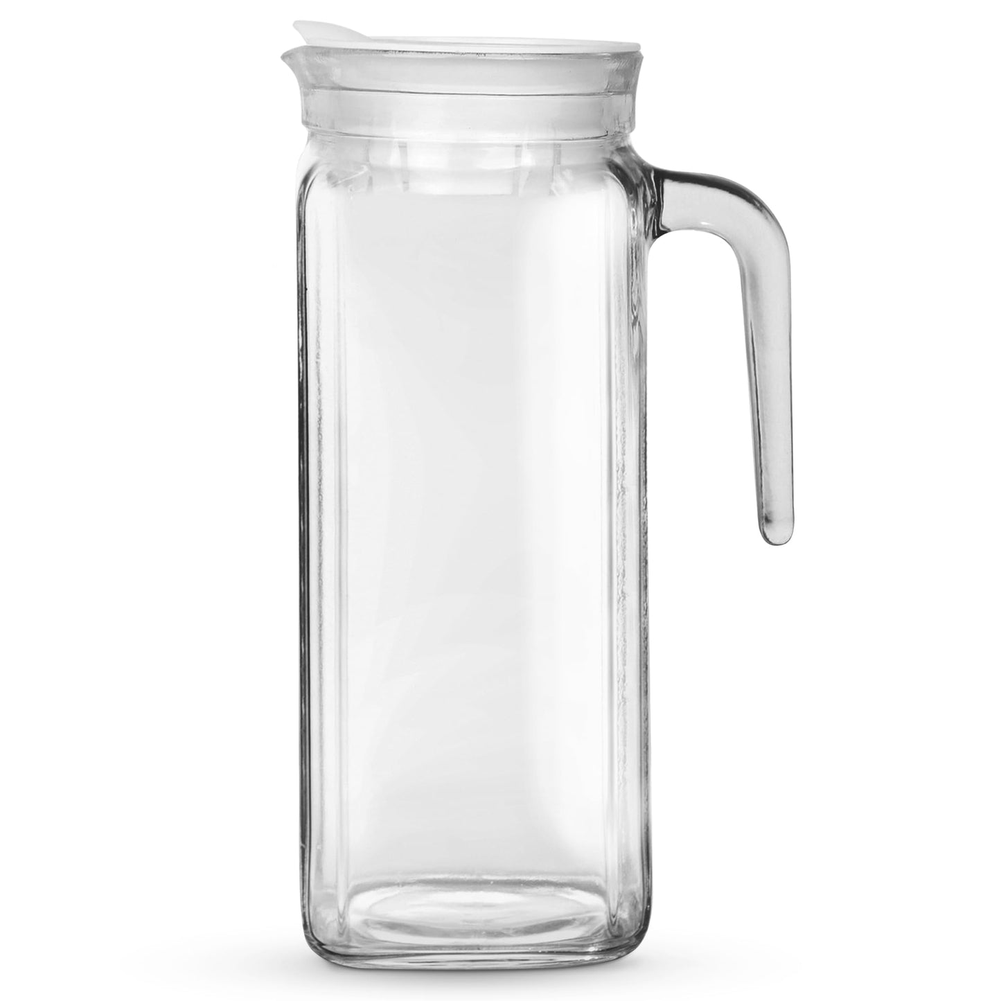 Amici Home Italian Igloo Quadra Glass Pitcher with Lid and Spout | 34 Ounce | Clear Glass Water Pitcher for Refrigerator | Carafe for Iced Tea Juice Milk Cold Brew and Mimosa Bar